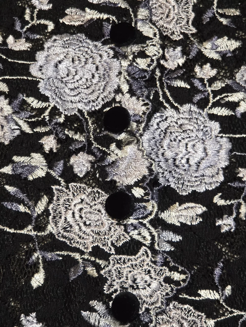 Black Lace Floral Embroidered Blouse - Picture 3 of 5
